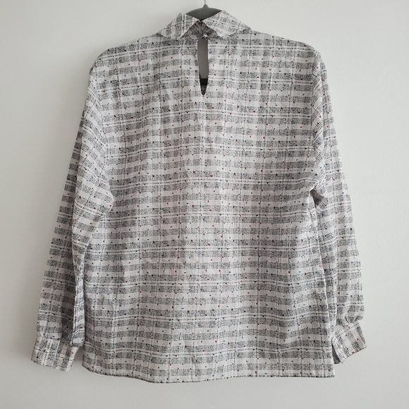 VTG LeFOLIO Petite Microplaid Turtleneck Blouse - Picture 2 of 6